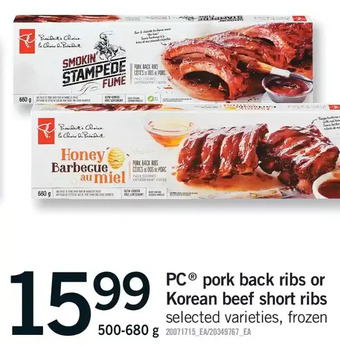 Fortinos Pc pork back ribs or korean beef short ribs offer