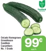 Highland Farms Ontario homegrown greenhouse seedless cucumbers offer