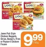 Highland Farms Janes pub style chicken nuggets, strips, burgers, fries or popcorn chicken frozen offer