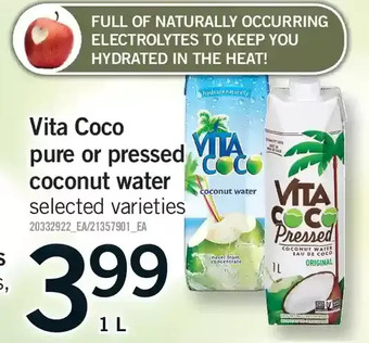 Fortinos Vita coco pure or pressed coconut water offer