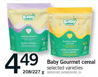 Fortinos Baby gourmet cereal offer