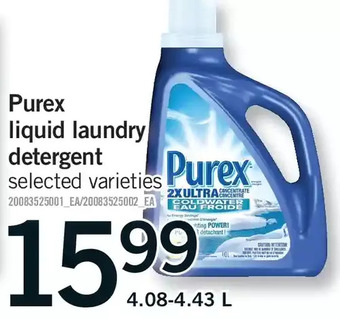 Fortinos Purex liquid laundry detergent offer