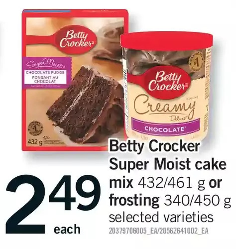 Fortinos Betty crocker super moist cake mix or frosting offer