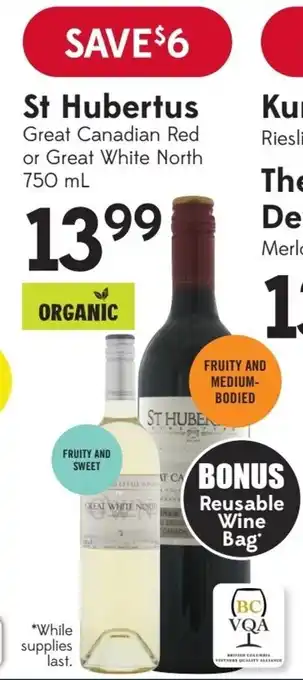 Sobeys St Hubertus Great Canadian Red or Great White North 750 mL offer