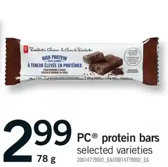 Fortinos Pc protein bars offer