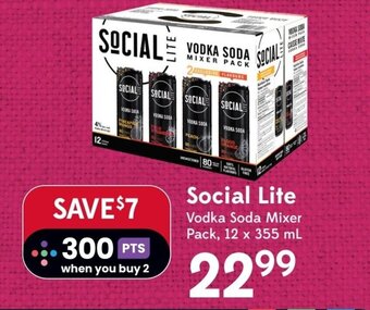 Sobeys Social Lite Vodka Soda Mixer Pack, 12 x 355 mL offer