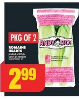No Frills ROMAINE HEARTS PKG OF 2 offer