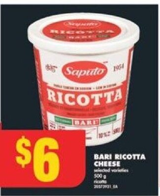 No Frills BARI RICOTTA CHEESE selected varieties 500g offer