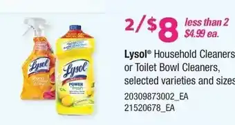 Loblaws Lysol houehold cleaners or toilet bowl cleaners offer