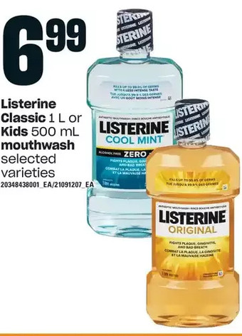 Loblaws Listerine classic or kids mouthwash offer