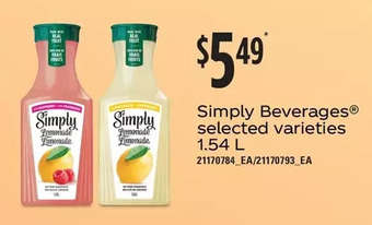 Loblaws Simply beverages offer