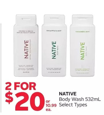 Rexall Native body wash 532ml offer