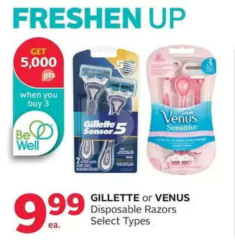 Rexall Gillette or venus disposable razors offer