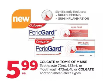 Rexall Colgate or tom's of maine toothpaste or mouthwash or colgate toothbrushes offer