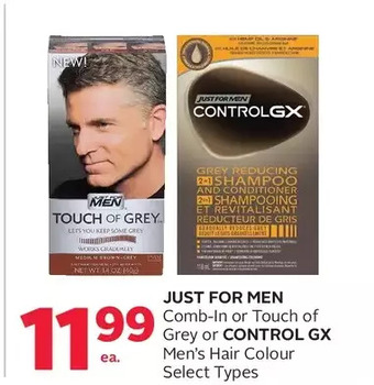 Rexall Just for men comb-in or touch of grey or control gx men's hair colour offer