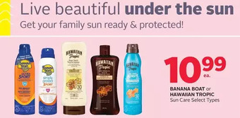 Rexall Banana boat or hawaiian tropic sun care offer