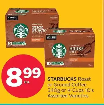 Rexall Starbucks roast or ground coffee or k-cups offer