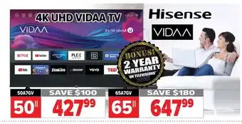 2001 Audio Video Hisense 50 4k uhd vidaa tv | 65 offer