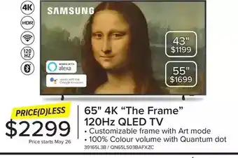 Leon's Samsung 65 4k the frame 120hz qled tv | 43 | 55 offer