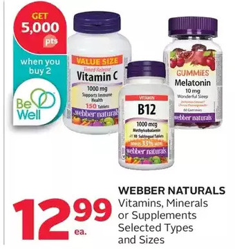Rexall Webber naturals vitamins, minerals or supplements offer