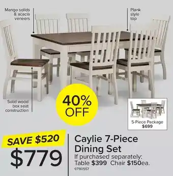 Leon's Caylie 7-piece dining set | table | chair offer