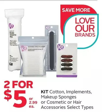 Rexall Kit cotton, implements, makeup sponges or cosmetic or hair accessories offer