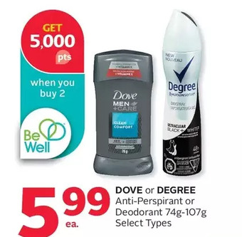Rexall Dove or degree anti-perspirant or deodorant offer