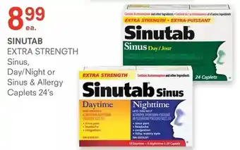 Guardian Pharmacy Sinutab extra strength sinus, day/night or sinus & allergy caplets 24's offer