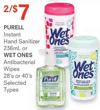 Guardian Pharmacy Purell instant hand sanitizer or wet ones antibacterial wipes offer