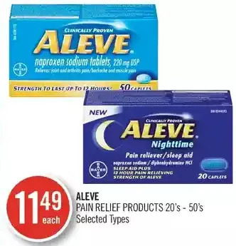 Shoppers Drug Mart Aleve pain relief products offer