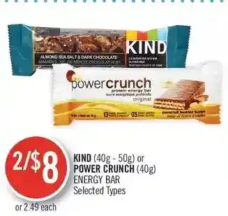 Shoppers Drug Mart Kind or power crunch energy bar offer
