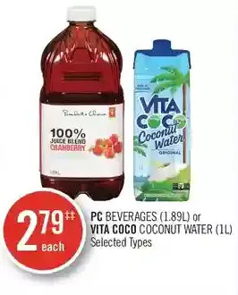 Shoppers Drug Mart Pc beverages or vita coco coconut water offer