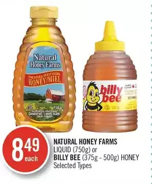 Shoppers Drug Mart Natural honey farms liquid or billy bee honey offer