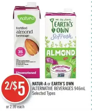 Shoppers Drug Mart Natur-a or earth's own alternative beverages offer