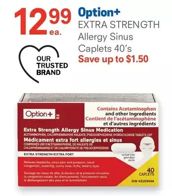 IDA Pharmacy Option+ extra strength allergy sinus caplets offer