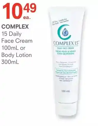 IDA Pharmacy Complex 15 daily face cream or body lotion offer