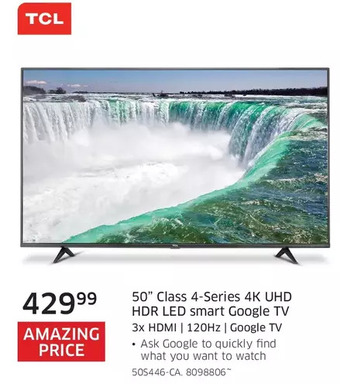 The Source Tcl 50 class 4-series 4k uhd hdr led smart google tv offer