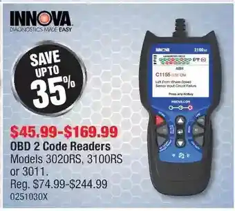 PartSource Innova obs 2 code readers offer