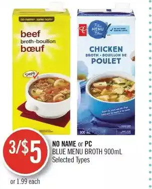 Shoppers Drug Mart No name or pc blue menu broth offer