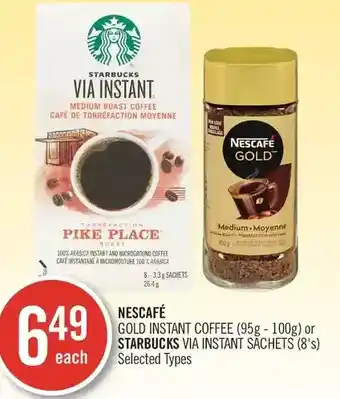 Shoppers Drug Mart Nescafe gold instant coffee or starbucks via instant sachets offer
