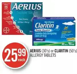 Shoppers Drug Mart Aerius or claritin allergy tablets offer