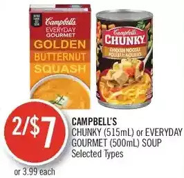 Shoppers Drug Mart Campbell's chunky or everyday gourmet soup offer