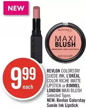 Shoppers Drug Mart Revlon colorstay suede ink, l'oreal color riche matte lipstick or rimmel london maxi blush offer