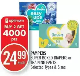 Shoppers Drug Mart Pampers super boxed diapers or training pants offer