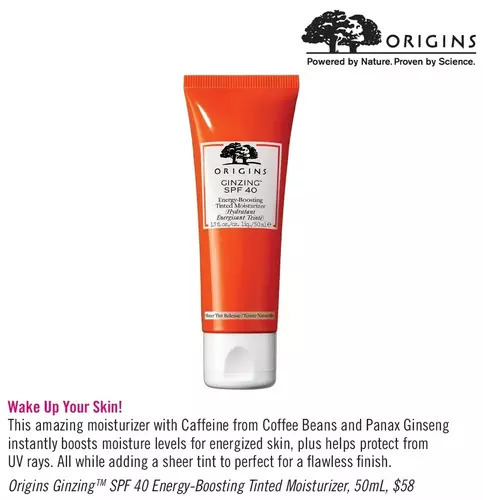 Shoppers Drug Mart Origins ginzing spf 40 energy-boosting tinted moisturizer offer
