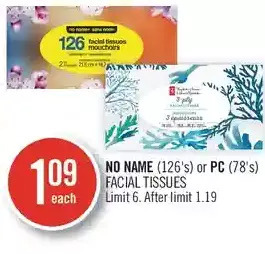 Shoppers Drug Mart No name or pc facial tissues offer