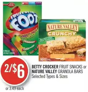Shoppers Drug Mart Betty crocker fruit snacks or nature valley granola bars offer