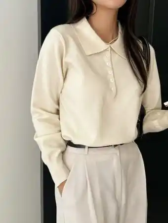SheIn Dazy polo neck ribbed knit sweater offer