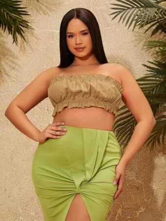 SheIn Shein sxy plus ruffle trim tie back tube top offer