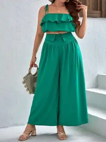 SheIn Shein vcay plus ruffle trim tie shoulder cami top offer